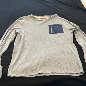 Puma Heather Gray Long Sleeve with Navy Pocket